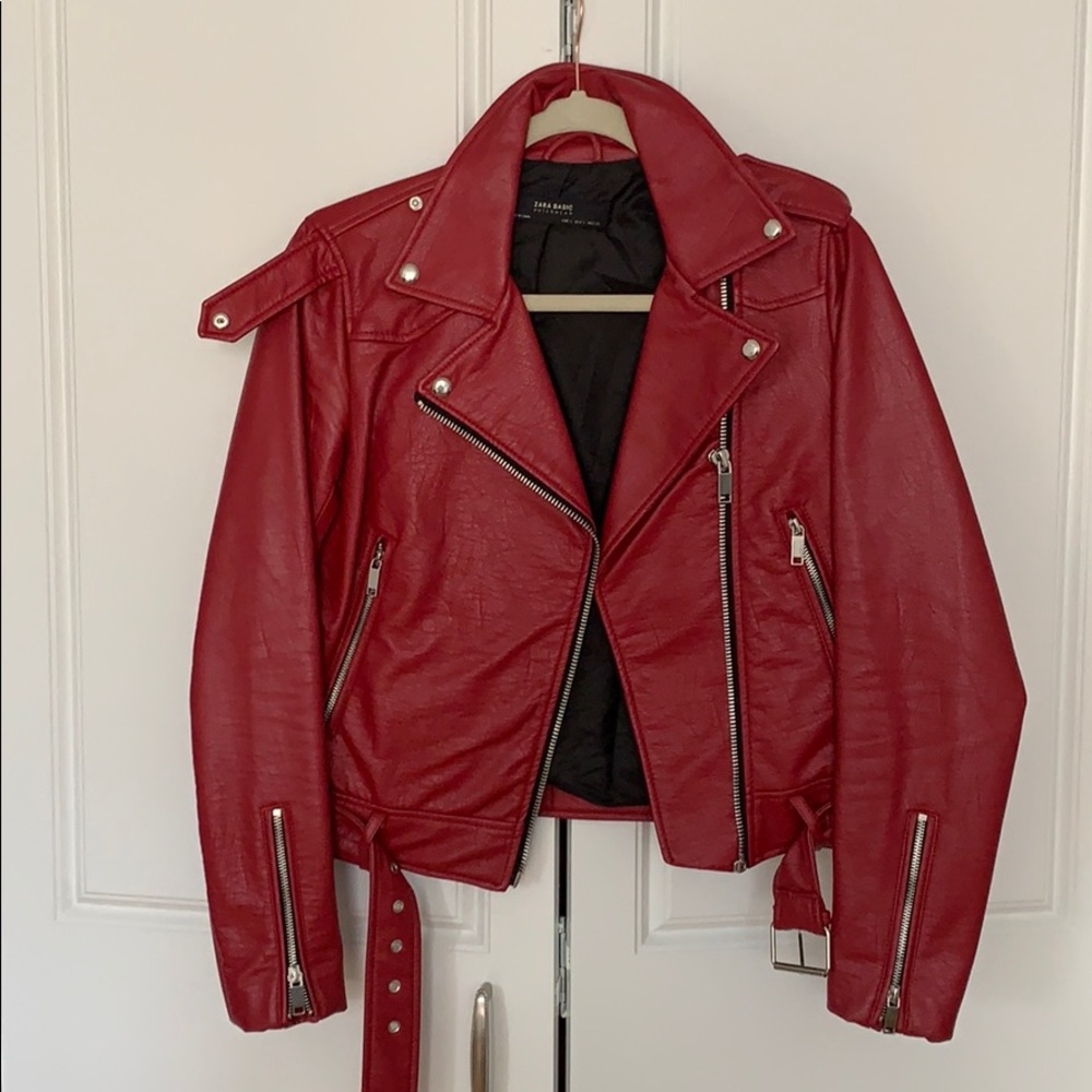 Zara Red Moto Jacket